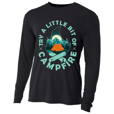 Try A Little Bit Of Campfire Camping Lover Cooling Performance Long Sleeve Crew