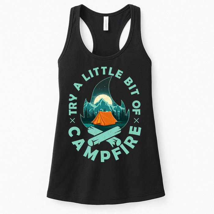 Try A Little Bit Of Campfire Camping Lover Womens Tank Top