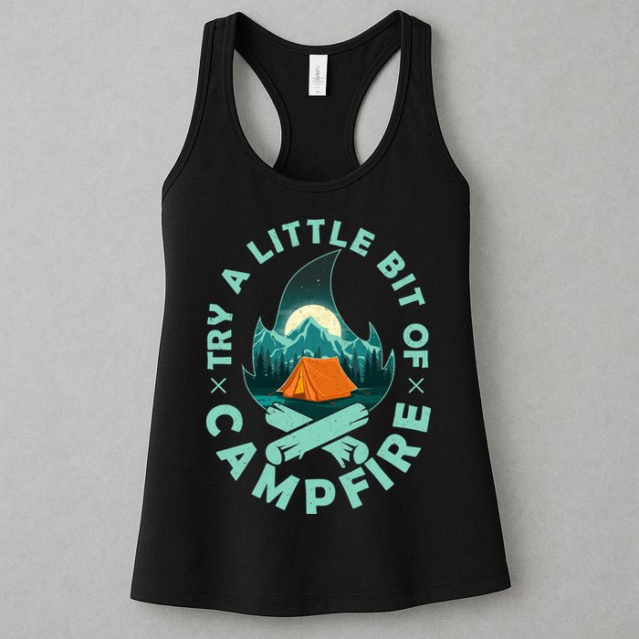 Try A Little Bit Of Campfire Camping Lover Womens Tank Top