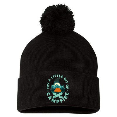 Try A Little Bit Of Campfire Camping Lover Pom Pom 12in Knit Beanie