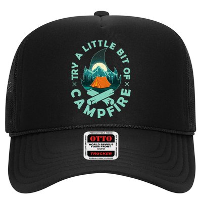 Try A Little Bit Of Campfire Camping Lover Trucker Hat