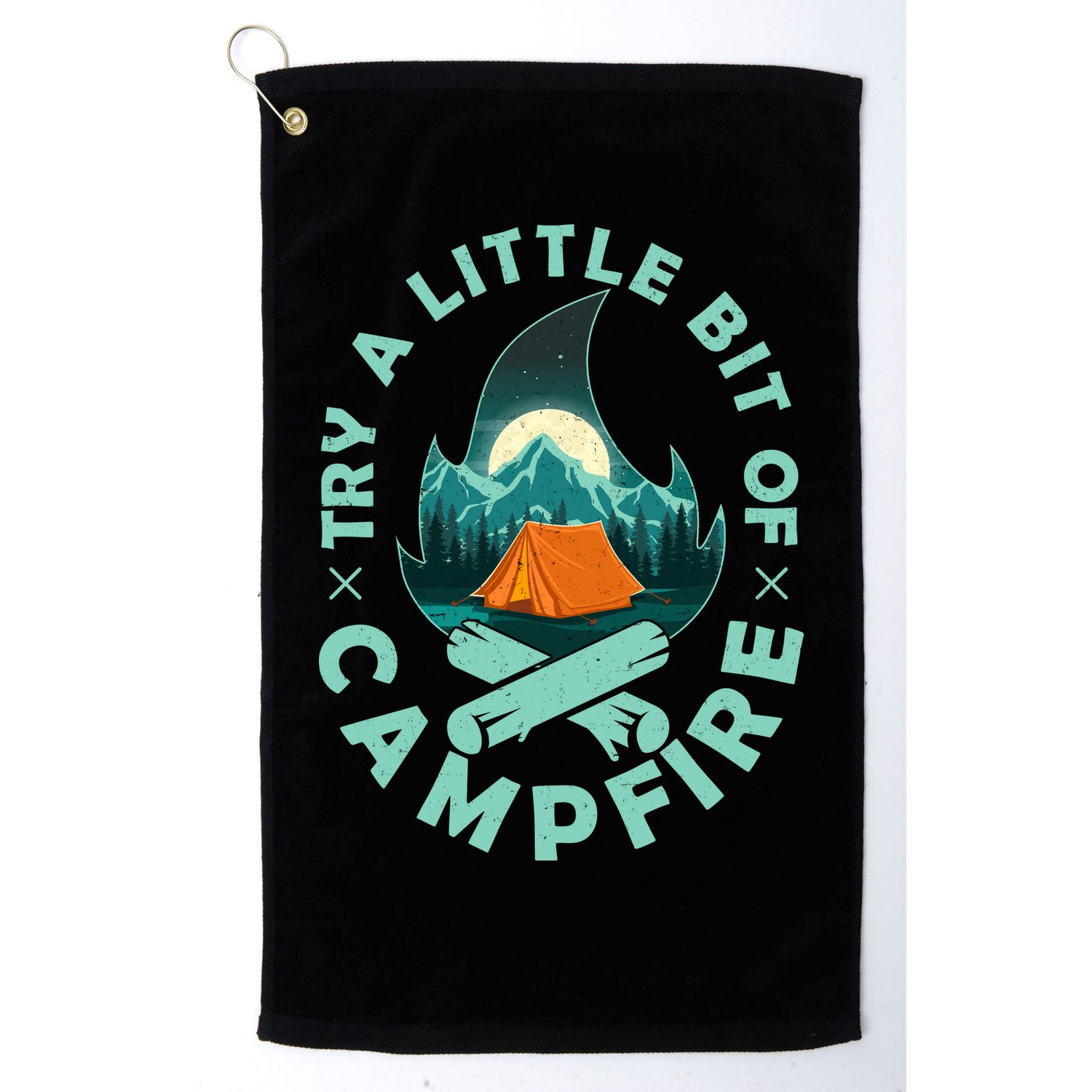 Try A Little Bit Of Campfire Camping Lover Golf Towel