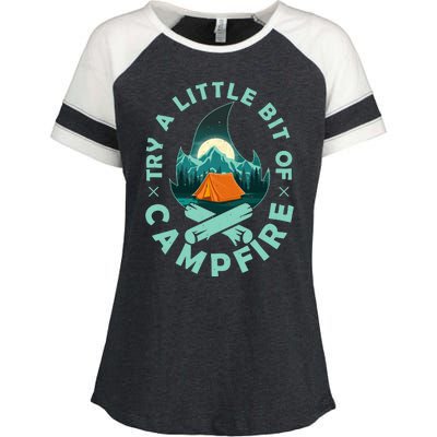 Try A Little Bit Of Campfire Camping Lover Enza Ladies Jersey Colorblock Tee