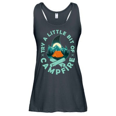 Try A Little Bit Of Campfire Camping Lover Ladies Essential Flowy Tank