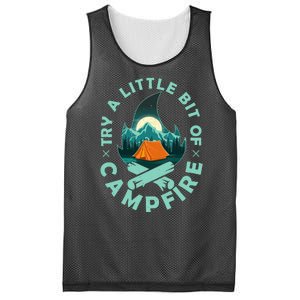 Try A Little Bit Of Campfire Camping Lover Mesh Reversible Basketball Jersey Tank