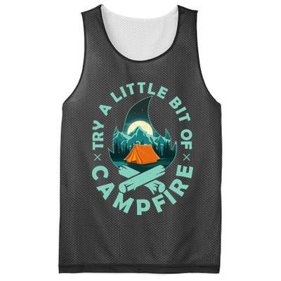 Try A Little Bit Of Campfire Camping Lover Mesh Reversible Basketball Jersey Tank