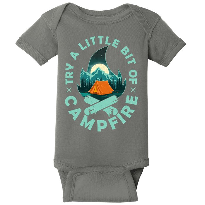 Try A Little Bit Of Campfire Camping Lover Baby Bodysuit