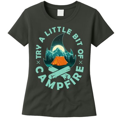 Try A Little Bit Of Campfire Camping Lover Womens T-Shirt