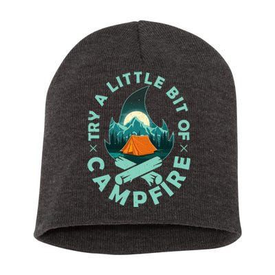 Try A Little Bit Of Campfire Camping Lover Short Acrylic Beanie