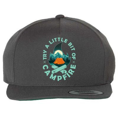 Try A Little Bit Of Campfire Camping Lover Wool Snapback Cap