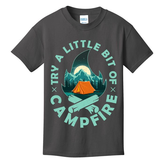 Try A Little Bit Of Campfire Camping Lover Kids T-Shirt