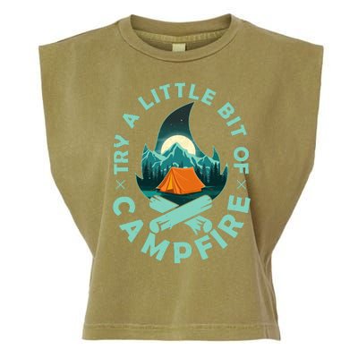 Try A Little Bit Of Campfire Camping Lover Garment-Dyed Women's Muscle Tee