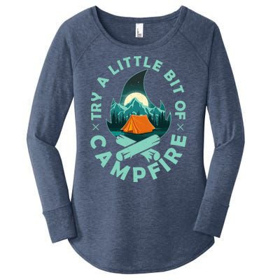 Try A Little Bit Of Campfire Camping Lover Women's Perfect Tri Tunic Long Sleeve Shirt