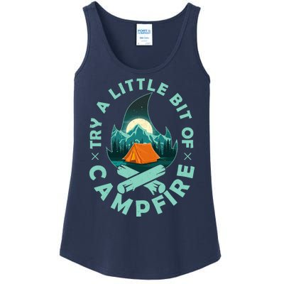 Try A Little Bit Of Campfire Camping Lover Ladies Essential Tank