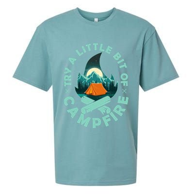 Try A Little Bit Of Campfire Camping Lover Sueded Cloud Jersey T-Shirt