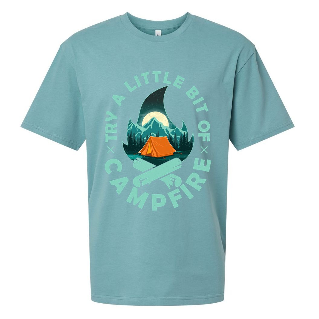Try A Little Bit Of Campfire Camping Lover Sueded Cloud Jersey T-Shirt