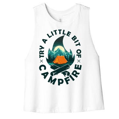 Try A Little Bit Of Campfire Camping Lover Women's Racerback Cropped Tank