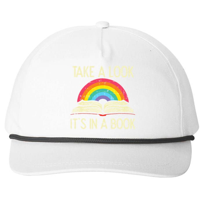 Take A Look Its In A Book Vintage Reading Bookworm Librarian Snapback Five-Panel Rope Hat