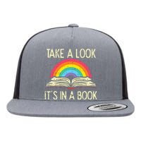 Take A Look Its In A Book Vintage Reading Bookworm Librarian Flat Bill Trucker Hat