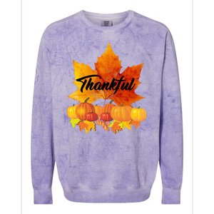 Thankful Autumn Leaves Thanksgiving Fall Colorblast Crewneck Sweatshirt