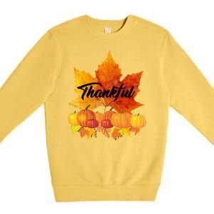 Thankful Autumn Leaves Thanksgiving Fall Premium Crewneck Sweatshirt