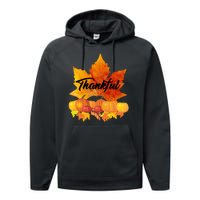 Thankful Autumn Leaves Thanksgiving Fall Performance Fleece Hoodie