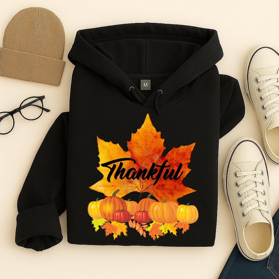 Thankful Autumn Leaves Thanksgiving Fall Hoodie