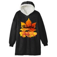 Thankful Autumn Leaves Thanksgiving Fall Hooded Wearable Blanket