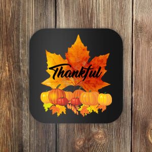 Thankful Autumn Leaves Thanksgiving Fall Coaster