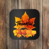 Thankful Autumn Leaves Thanksgiving Fall Coaster