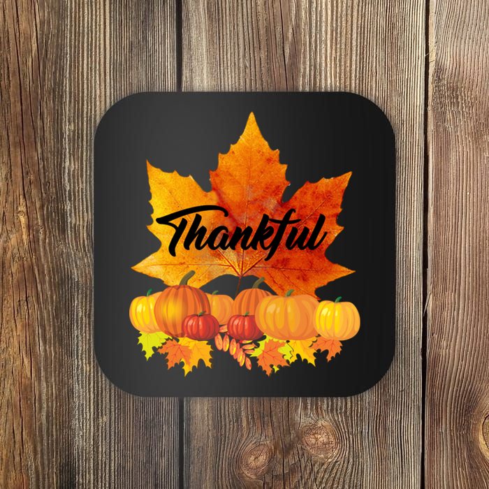 Thankful Autumn Leaves Thanksgiving Fall Coaster