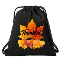Thankful Autumn Leaves Thanksgiving Fall Drawstring Bag
