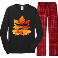 Thankful Autumn Leaves Thanksgiving Fall Long Sleeve Pajama Set