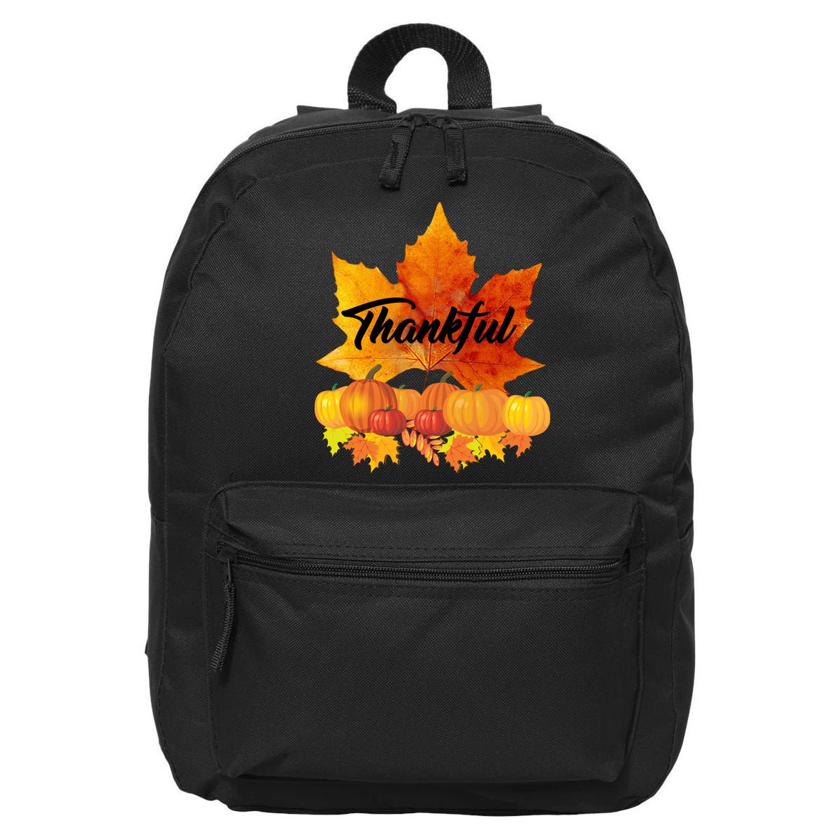 Thankful Autumn Leaves Thanksgiving Fall 16 in Basic Backpack