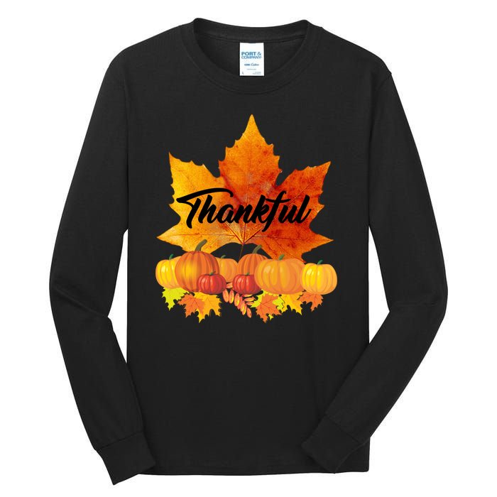 Thankful Autumn Leaves Thanksgiving Fall Tall Long Sleeve T-Shirt