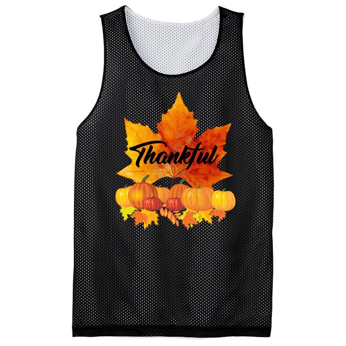 Thankful Autumn Leaves Thanksgiving Fall Mesh Reversible Basketball Jersey Tank