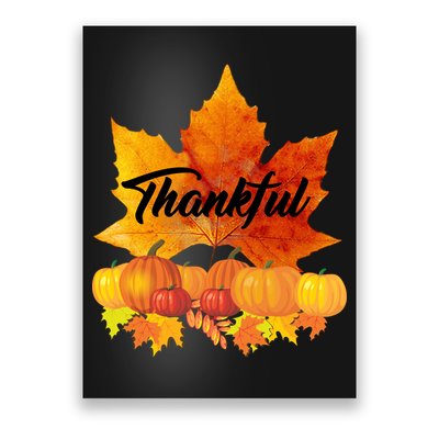 Thankful Autumn Leaves Thanksgiving Fall Poster