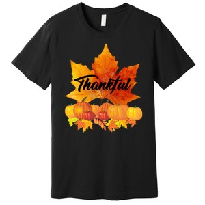 Thankful Autumn Leaves Thanksgiving Fall Premium T-Shirt