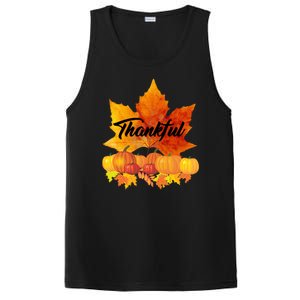 Thankful Autumn Leaves Thanksgiving Fall PosiCharge Competitor Tank