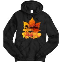 Thankful Autumn Leaves Thanksgiving Fall Tie Dye Hoodie