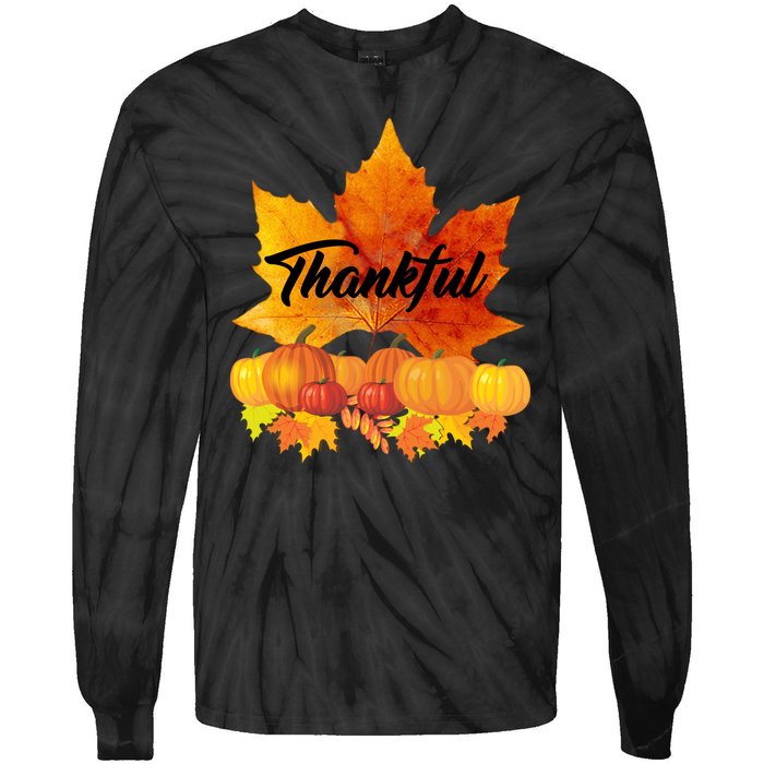 Thankful Autumn Leaves Thanksgiving Fall Tie-Dye Long Sleeve Shirt