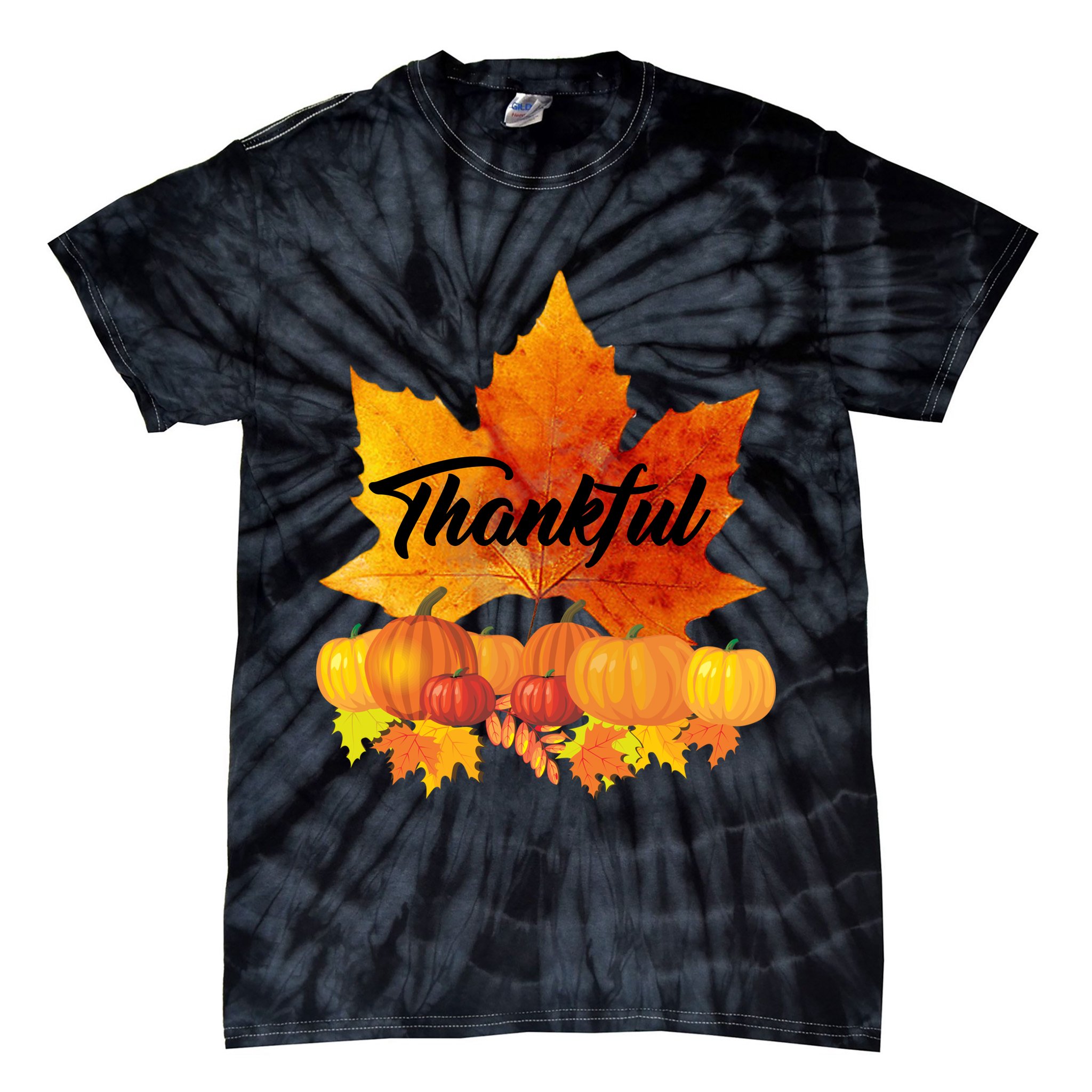 Thankful Autumn Leaves Thanksgiving Fall Tie-Dye T-Shirt