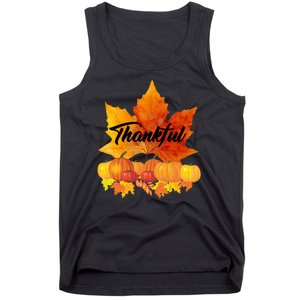 Thankful Autumn Leaves Thanksgiving Fall Tank Top