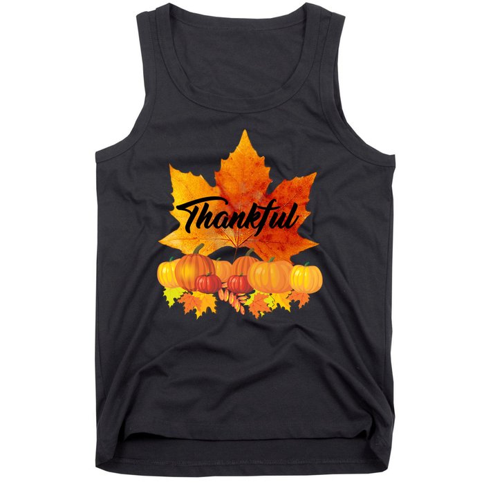 Thankful Autumn Leaves Thanksgiving Fall Tank Top