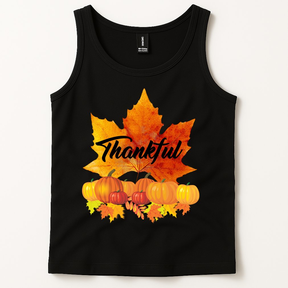Thankful Autumn Leaves Thanksgiving Fall Tank Top