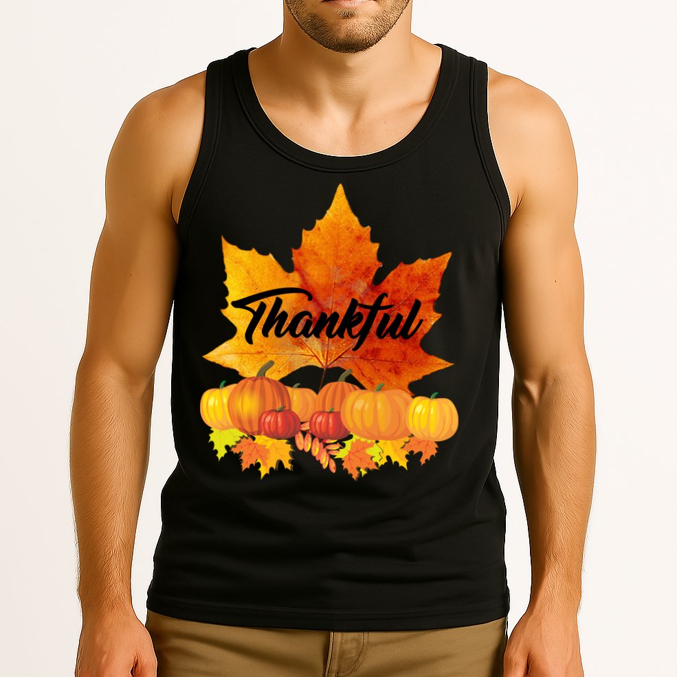Thankful Autumn Leaves Thanksgiving Fall Tank Top