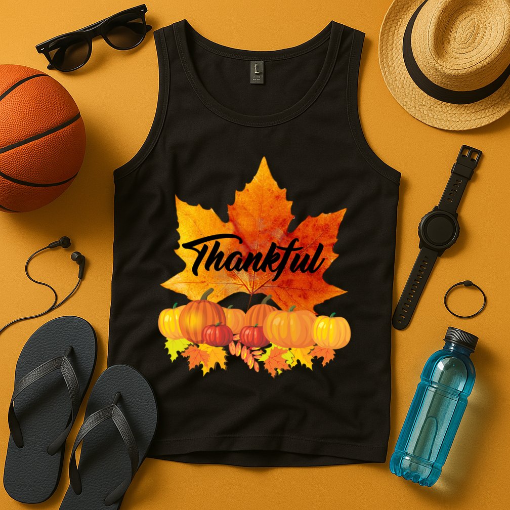 Thankful Autumn Leaves Thanksgiving Fall Tank Top