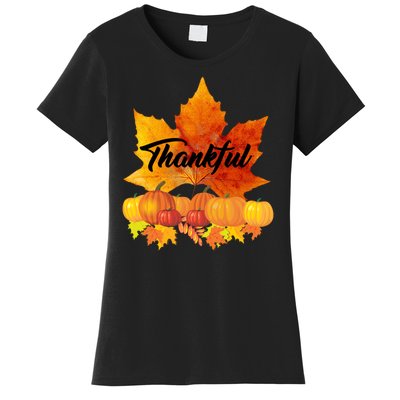 Thankful Autumn Leaves Thanksgiving Fall Women's T-Shirt