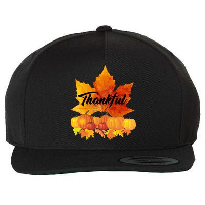 Thankful Autumn Leaves Thanksgiving Fall Wool Snapback Cap