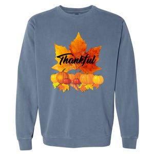 Thankful Autumn Leaves Thanksgiving Fall Garment-Dyed Sweatshirt